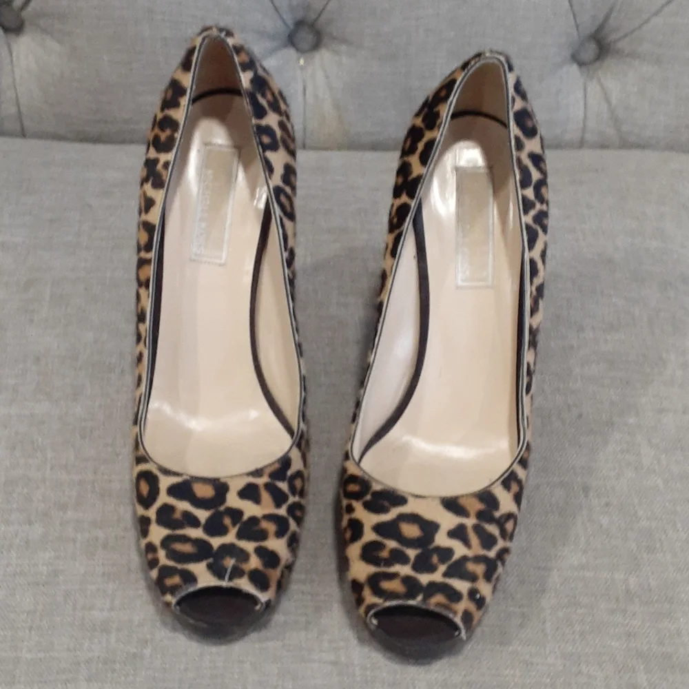 Micheal Michael Kors leopard open toe slipon  heel shoe size 7.5M - Picture 3 of 12